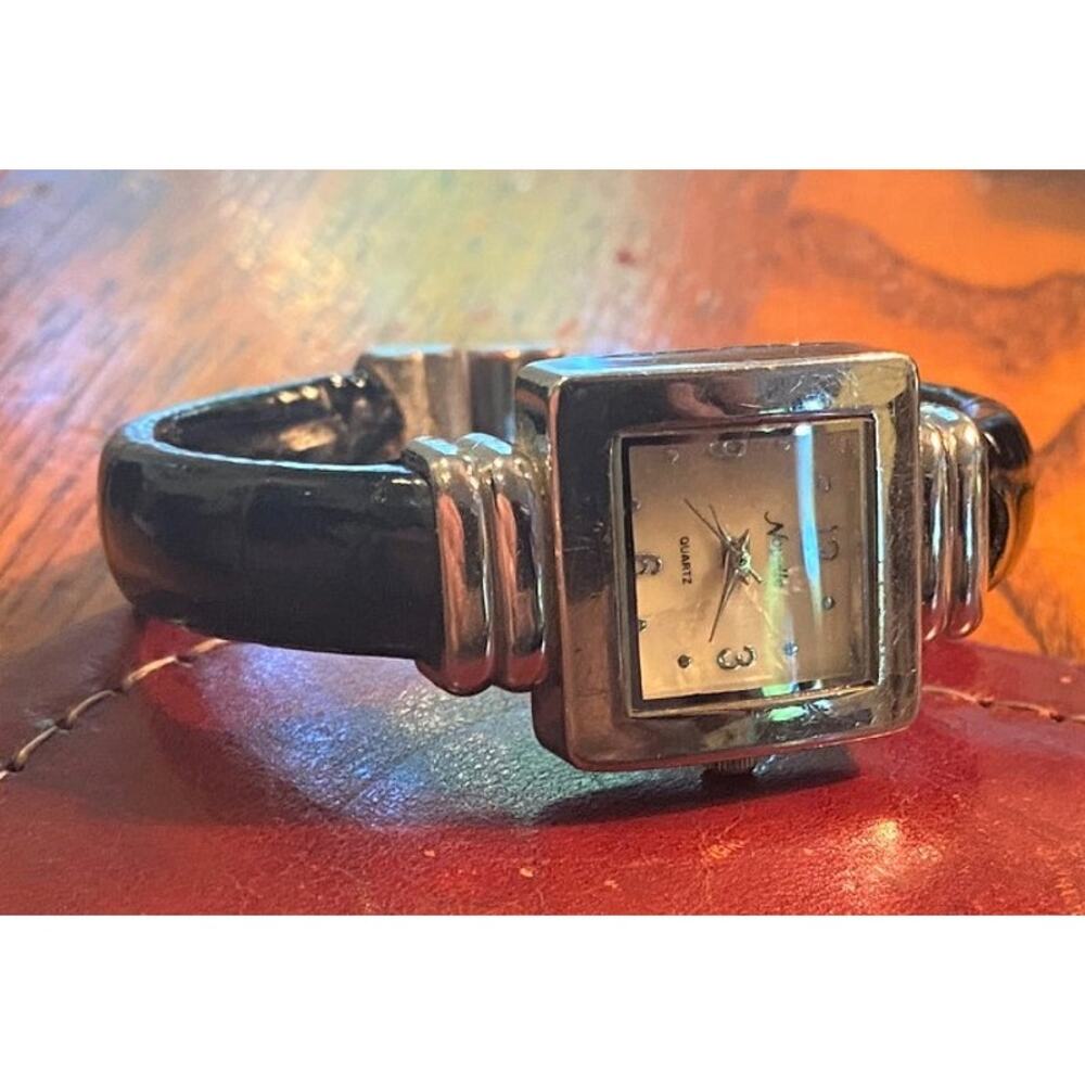 Women's Silver Tone Novelle Watch, Bangle Bracelet with MOP Face